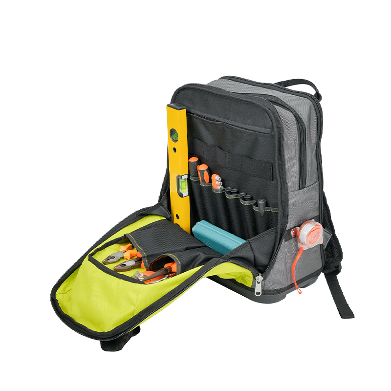Reinforced 14-inch multifunctional plastic bottom tool backpack
