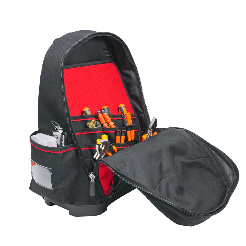 14-inch 600D multifunctional plastic bottom tool backpack